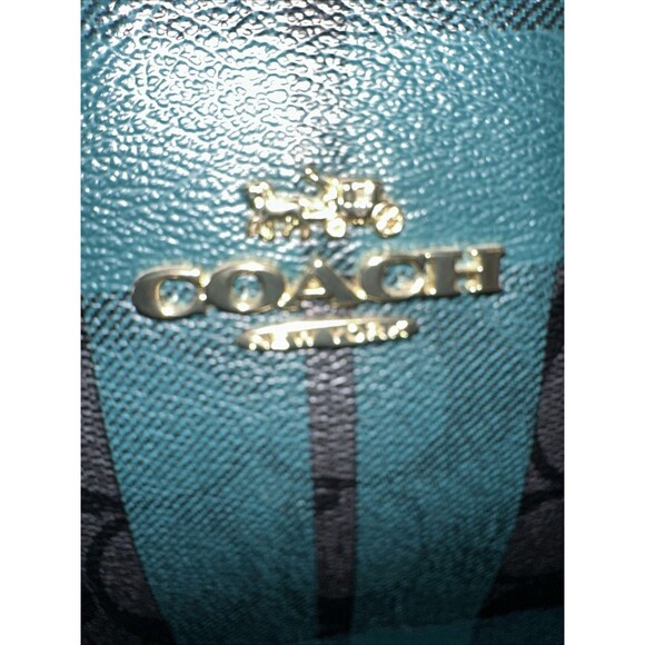 Coach Zip Top Tote with Green And Black Field Plaid Print (Style F80028) - Picture 2 of 11